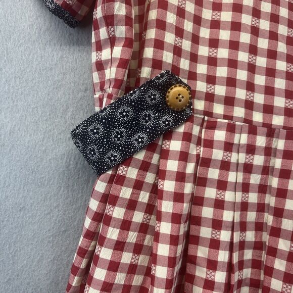 COTTONTAIL ORIGINALS Red Gingham Navy Floral DRESS 14 Vintage 80s 90s Retro Midi - Picture 4 of 16